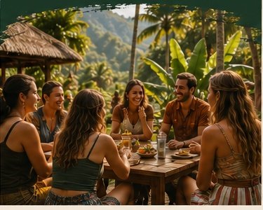 Grupo compartiendo una experiencia en Bali